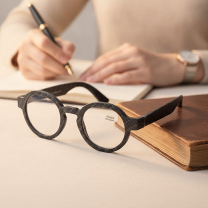 Lunettes de Lecture Vintage Rondes pour Hommes et Femmes - Monture Épaisse -  Grise