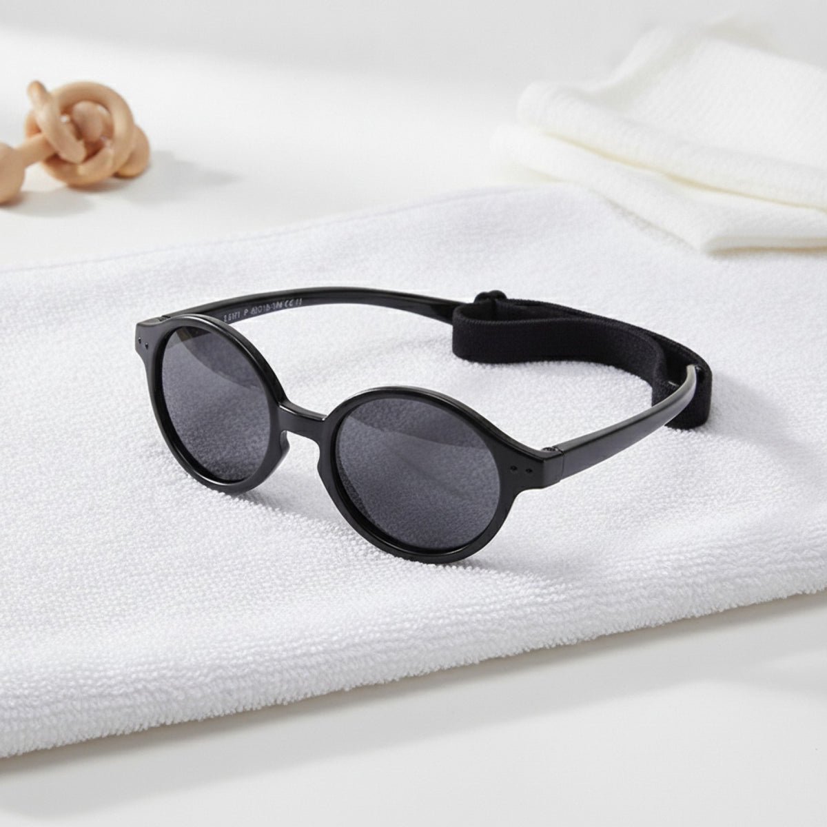Lunettes de Soleil Bébé Polarisées UV avec Sangle - Noir (0-24 mois)