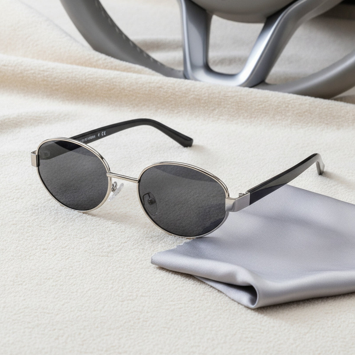 Lunettes De Soleil Ovale Rétro Luxe - Monture Métal Vintage Homme Et Femme -  Gris Argenté