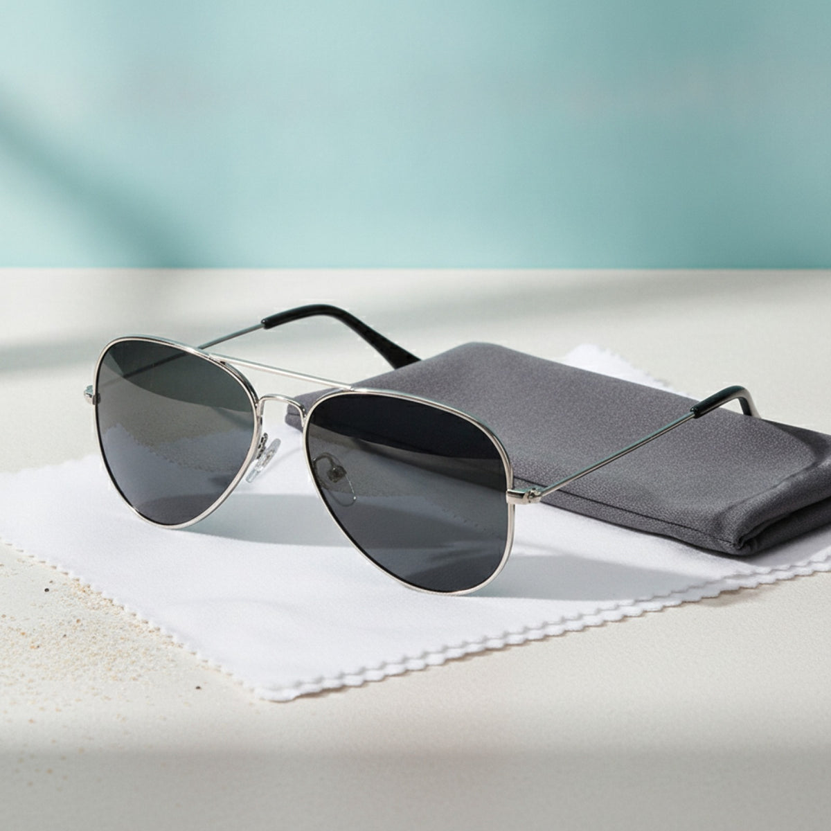 Lunettes de Soleil Enfant Pilote - Cadre Métal Argent Noir