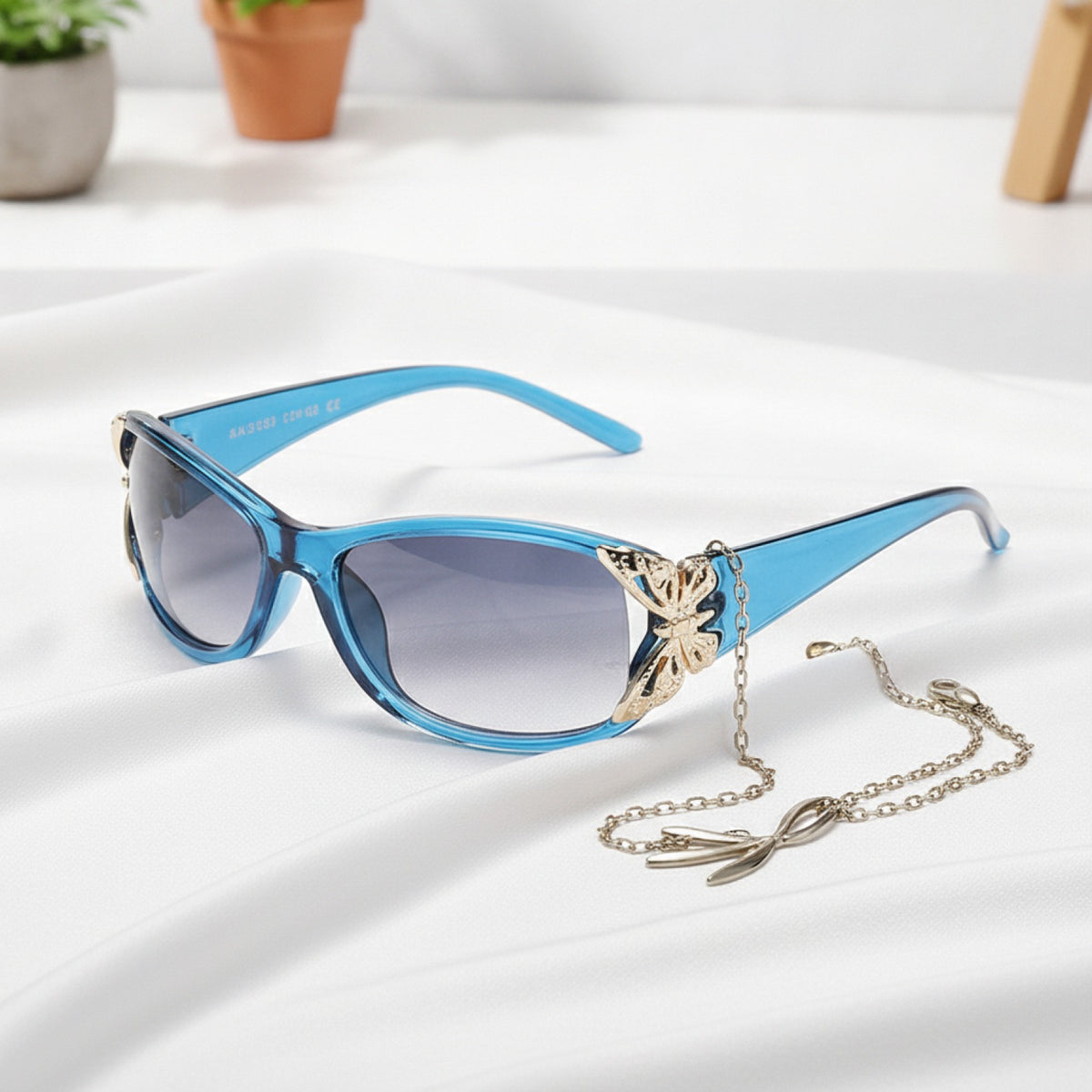 Lunettes De Soleil Papillon Irisées Bleu - Tendance - Protection Anti-éblouissement