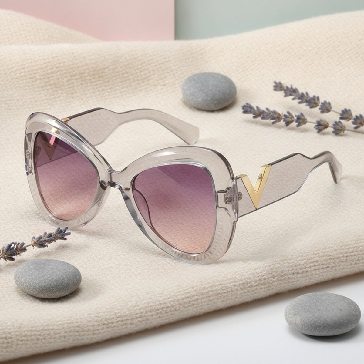 Lunettes De Soleil Papillon Œil de Chat - Gris Violet