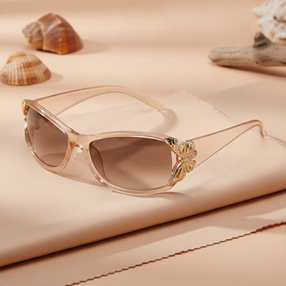 Lunettes De Soleil Papillon Irisées Tendance - Monture Métallique Marron