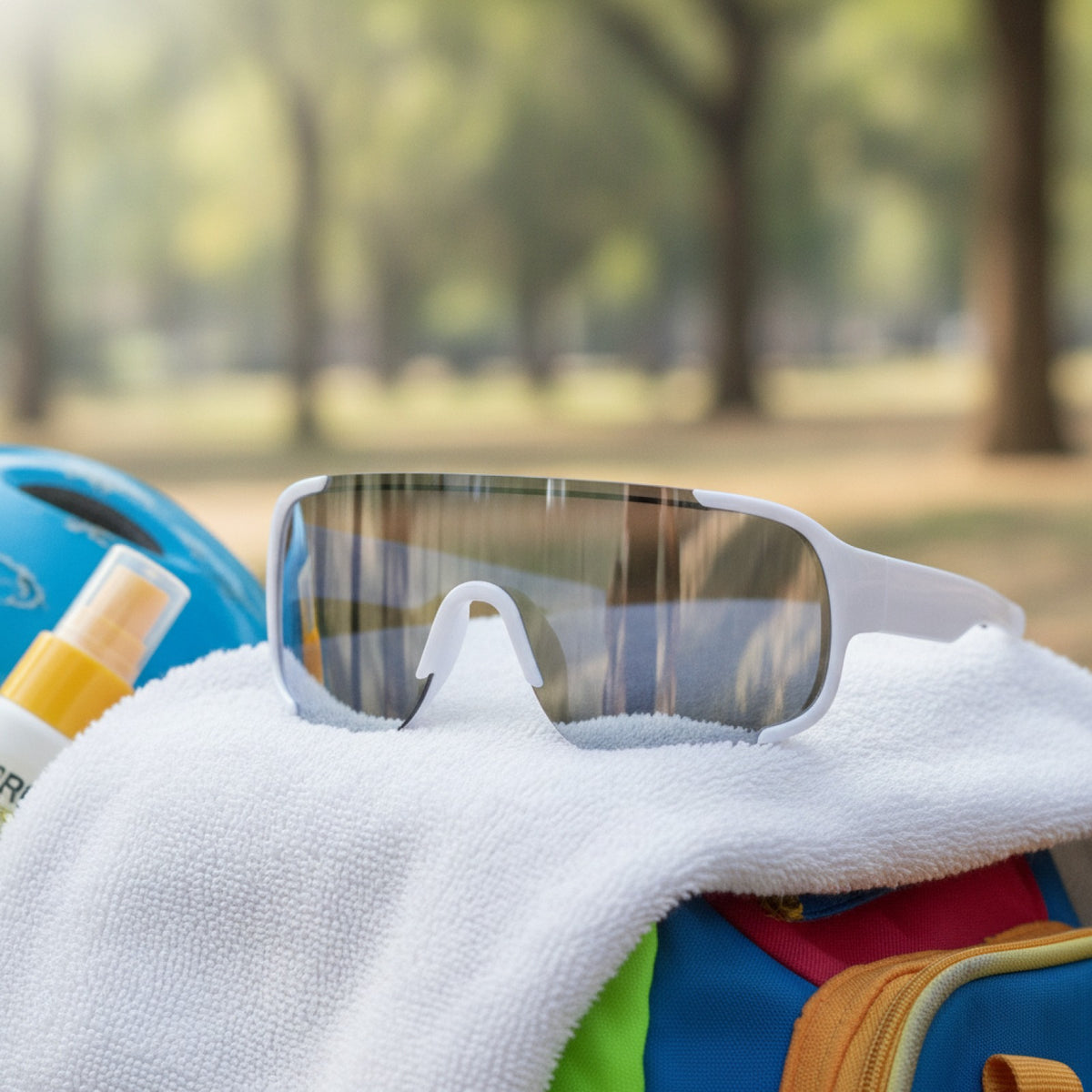 Lunettes de soleil de cyclisme enfant blanc argenté