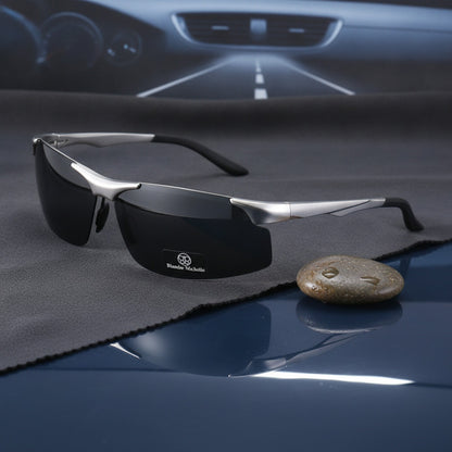 Lunettes De Soleil Polarisées Aluminium Et Magnésium Homme - Argent Noir