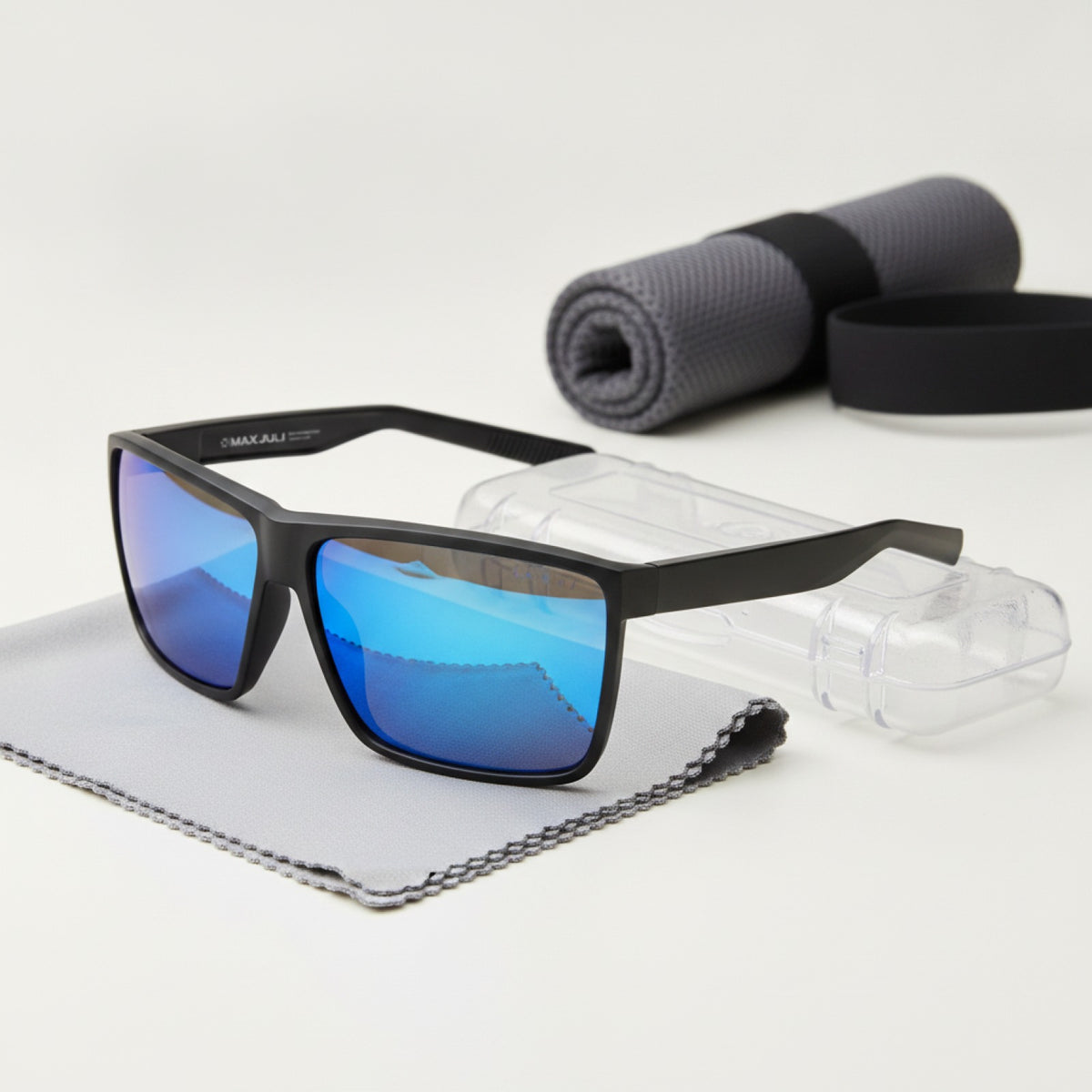 Lunettes De Soleil Sports - Homme - Monture Ultralégère - Style Surdimensionné Noir Et Bleu