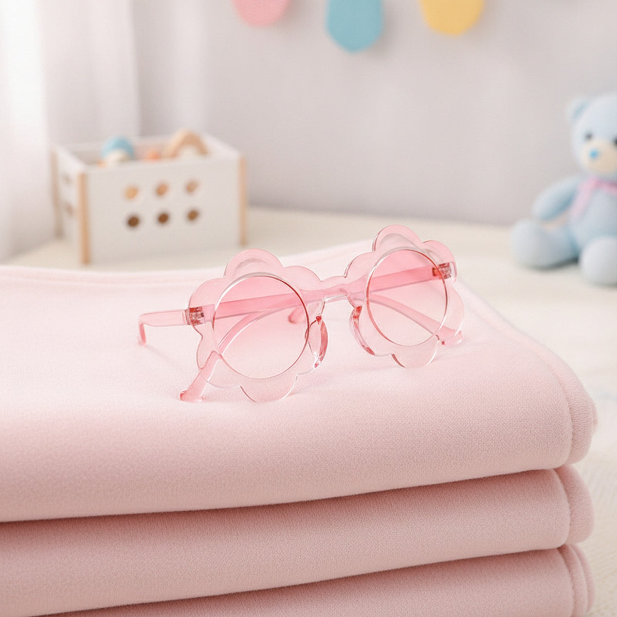 Lunettes de soleil carrées enfant UV - Rose