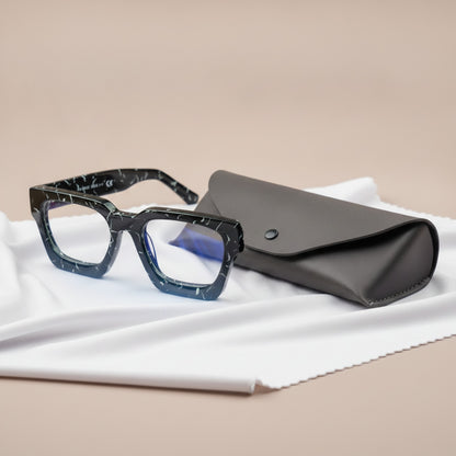 Lunettes De Lecture Carrées Surdimensionnées En Acétate Epais - Anti Lmière - Bleu