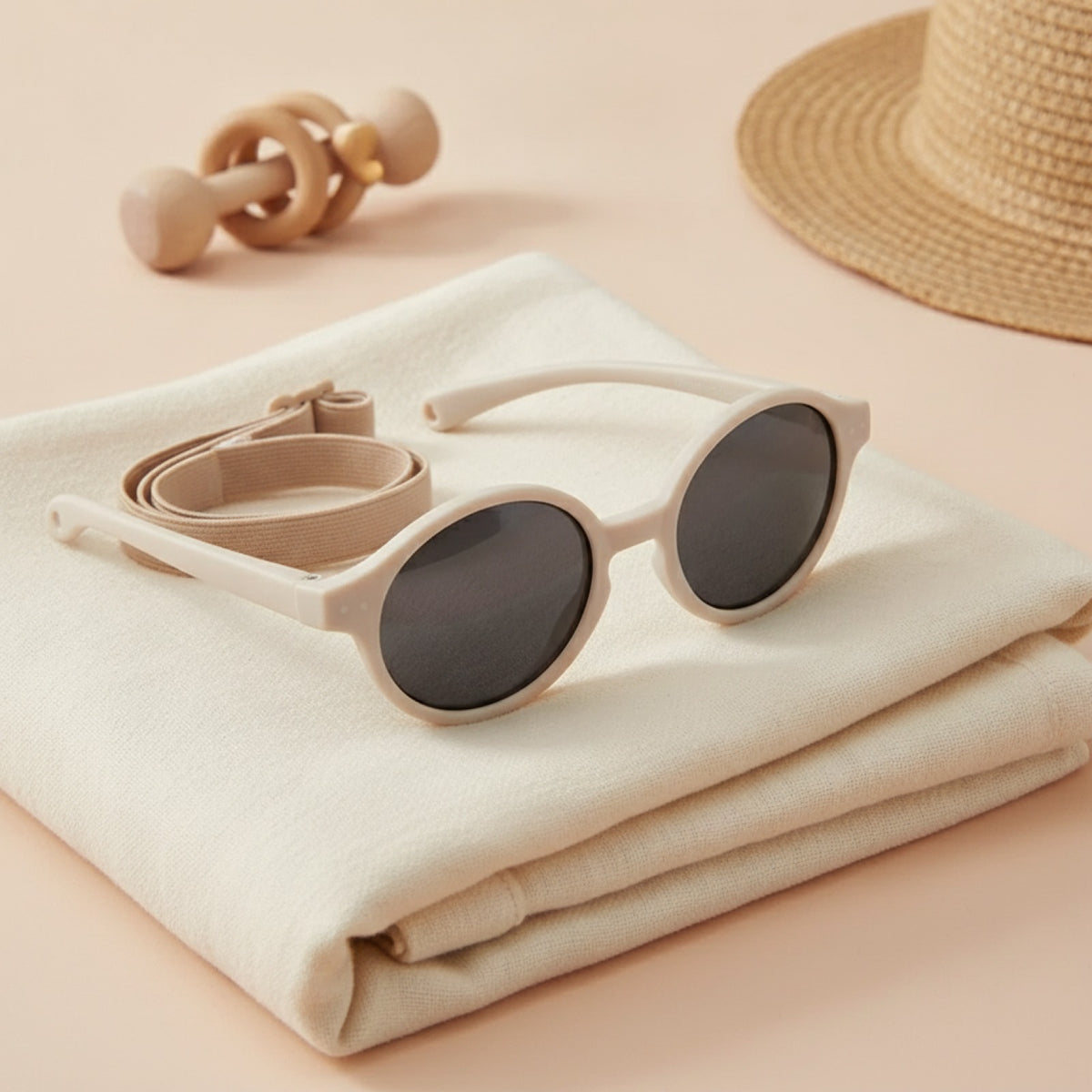 Lunettes de Soleil Bébé Polarisées Beige - Protection UV (0-24 mois)