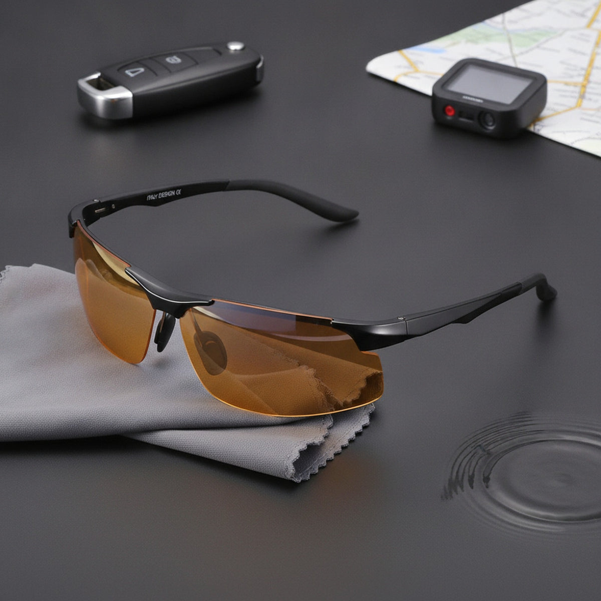 Lunettes De Soleil Polarisées Pour Hommes : En Aluminium - Idéales Pour Le Sport Et La Conduite - Noir Jaune