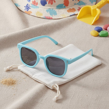 Lunettes De Soleil Enfant Carrées Protection UV - Bleu Vif