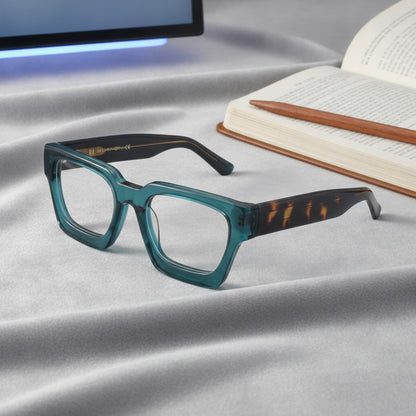 Lunettes De Lecture Carrées Surdimensionnées En Acétate Epais - Anti Lumière Bleue