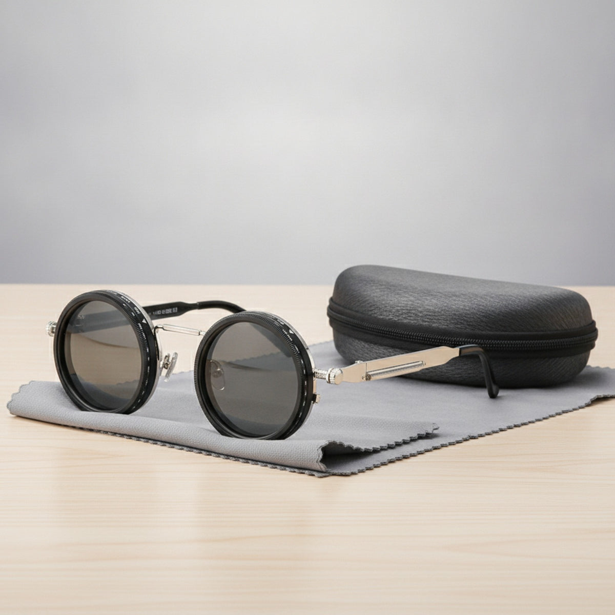 Lunettes de Soleil Polarisées Rondes pour Homme et Femme - Cadre Argenté