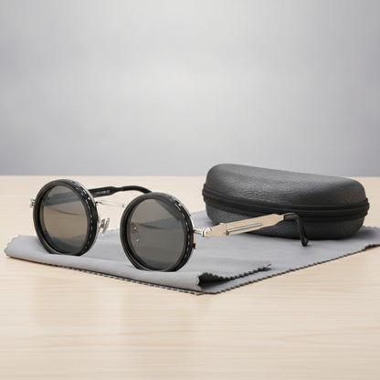 Lunettes de Soleil Polarisées Rondes pour Homme et Femme - Cadre Argenté