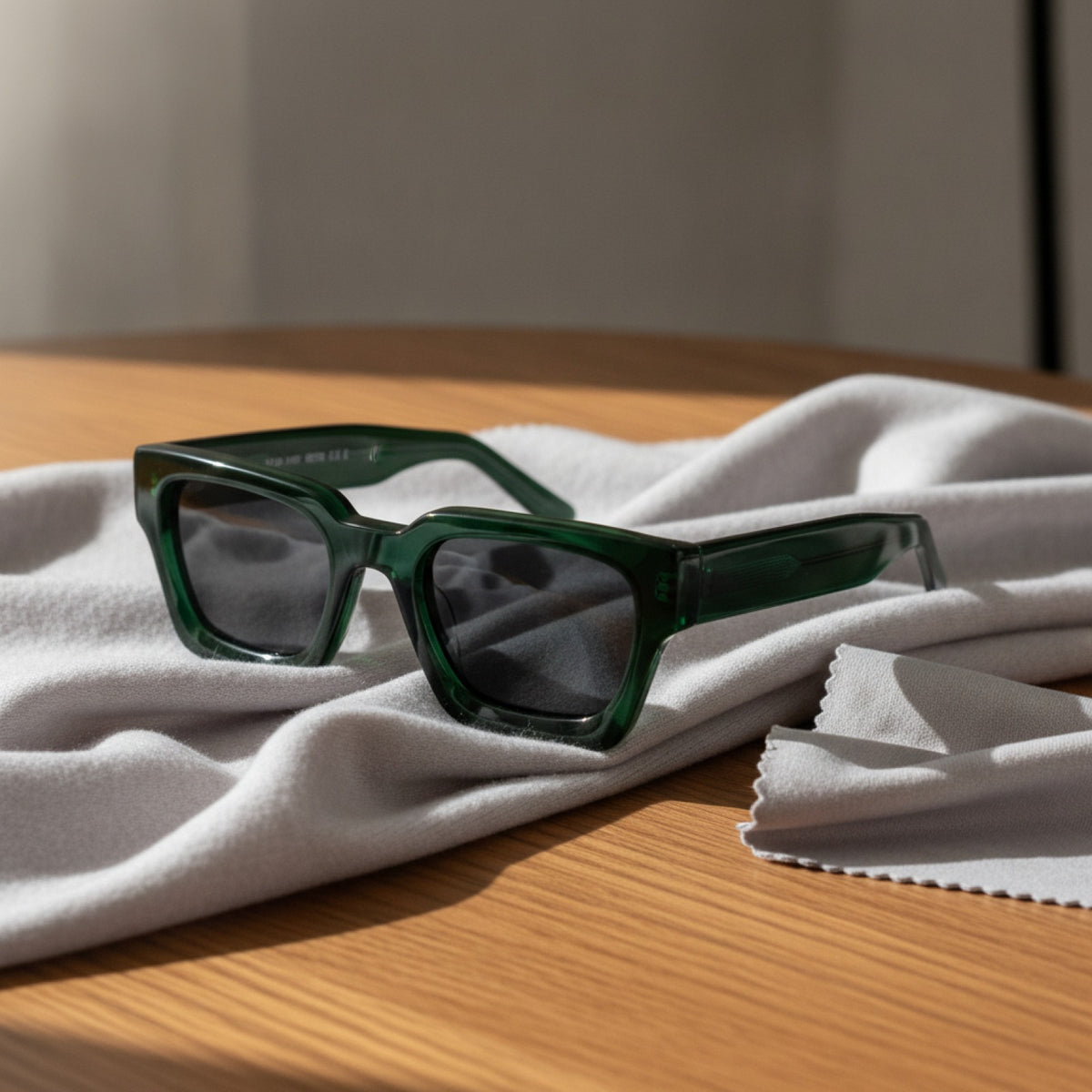 Lunettes De Soleil Rectangulaires Polarisées En Acétate Luxe - Vert Et Gris