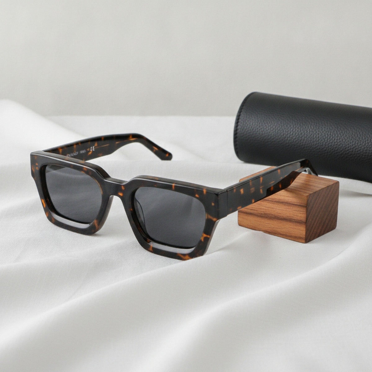 Lunettes De Soleil Rectangulaires Polarisées Acétate Luxe - Gris Léopard