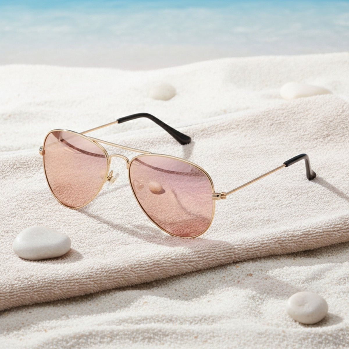 Lunettes de Soleil Enfant Pilote Or Rose Polarisées