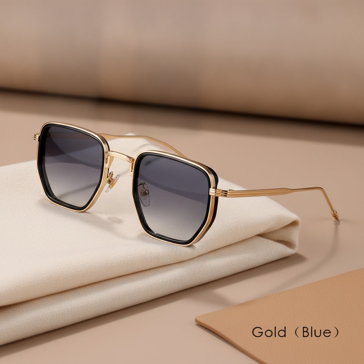Lunettes De Soleil Carrées Rétro Vintage Pour Hommes Et Femmes - Monture En Métal Dorée, Verres Dégradés