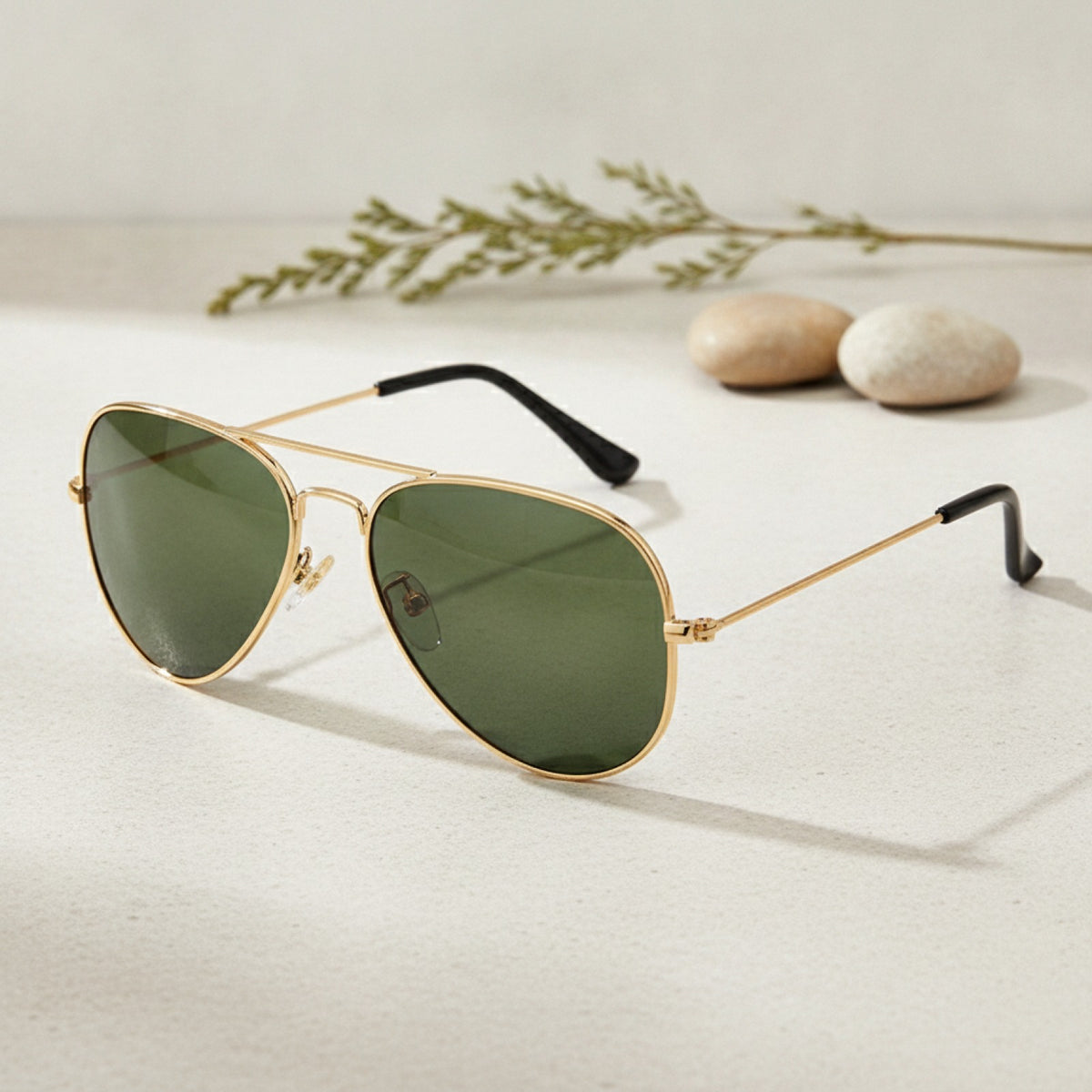 Lunettes de soleil enfant pilote polarisées - Monture métal Or vert foncé