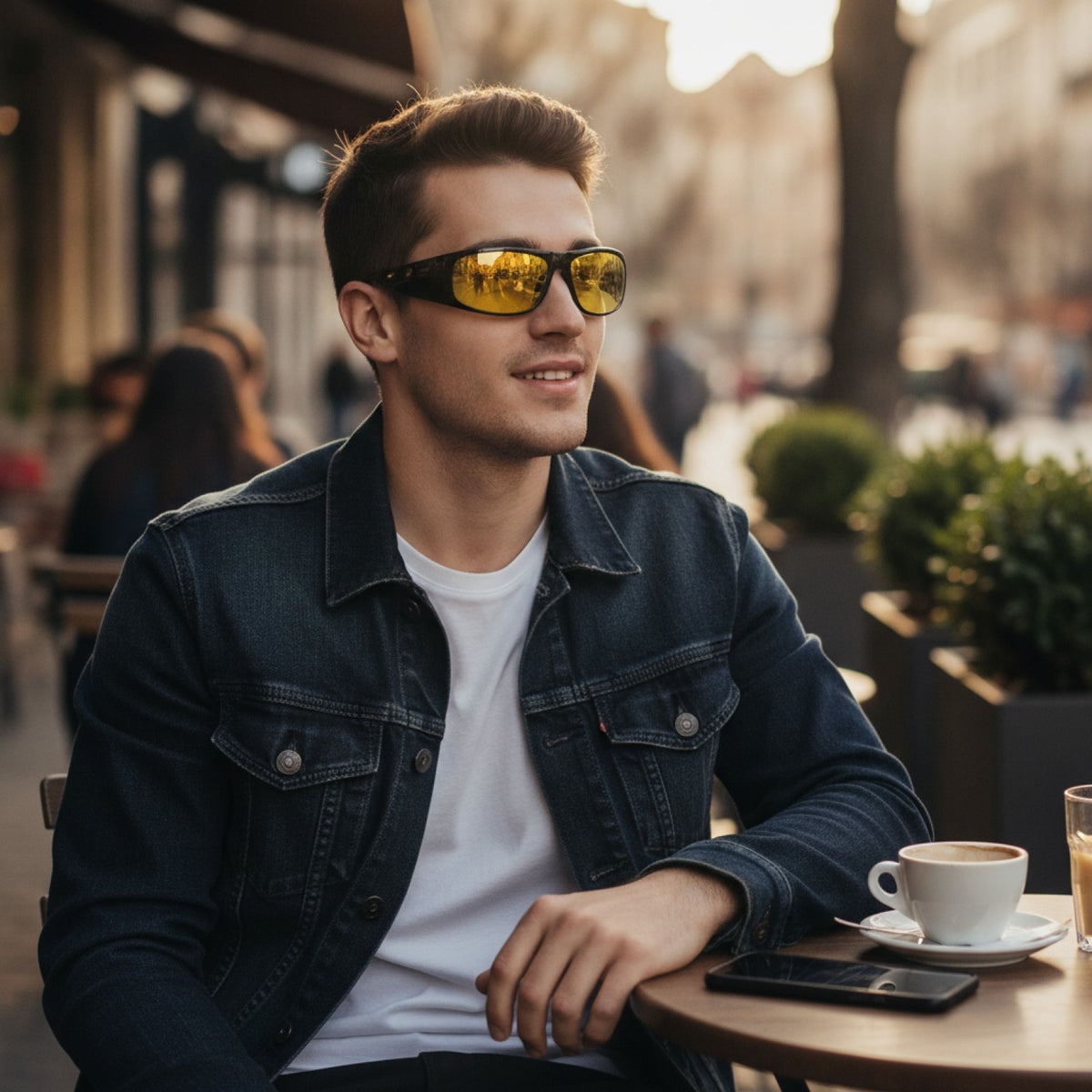 Lunettes De Soleil Rondes Homme - Protection Total - Noire