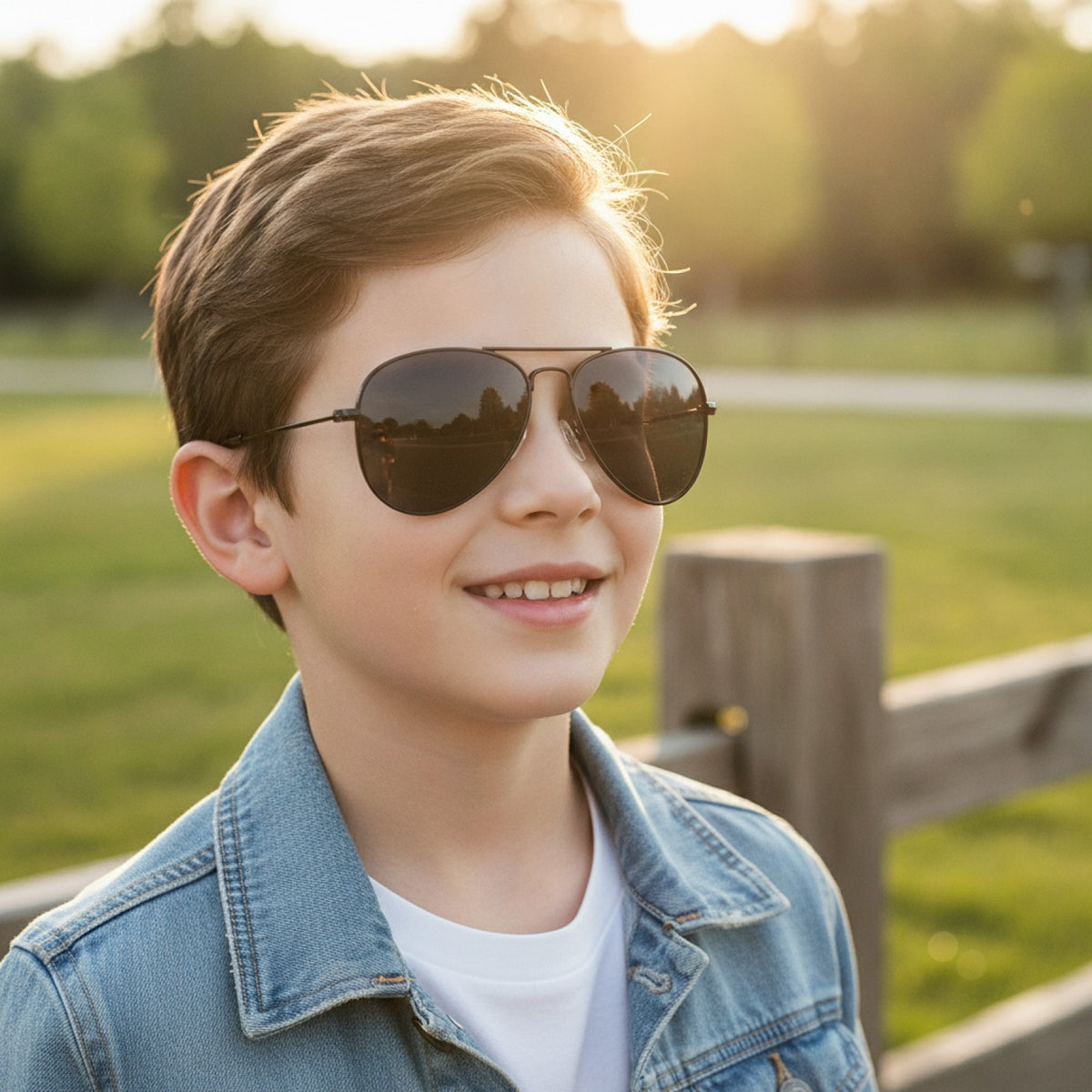 Lunettes de Soleil Pilote Polarisées pour Enfants - Monture Métal, Style Classique