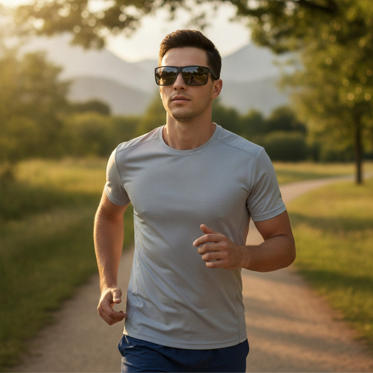 Lunettes De Soleil Sport, Hommes - Monture Ultra légère -Style Surdimensionné - Noir Transparent