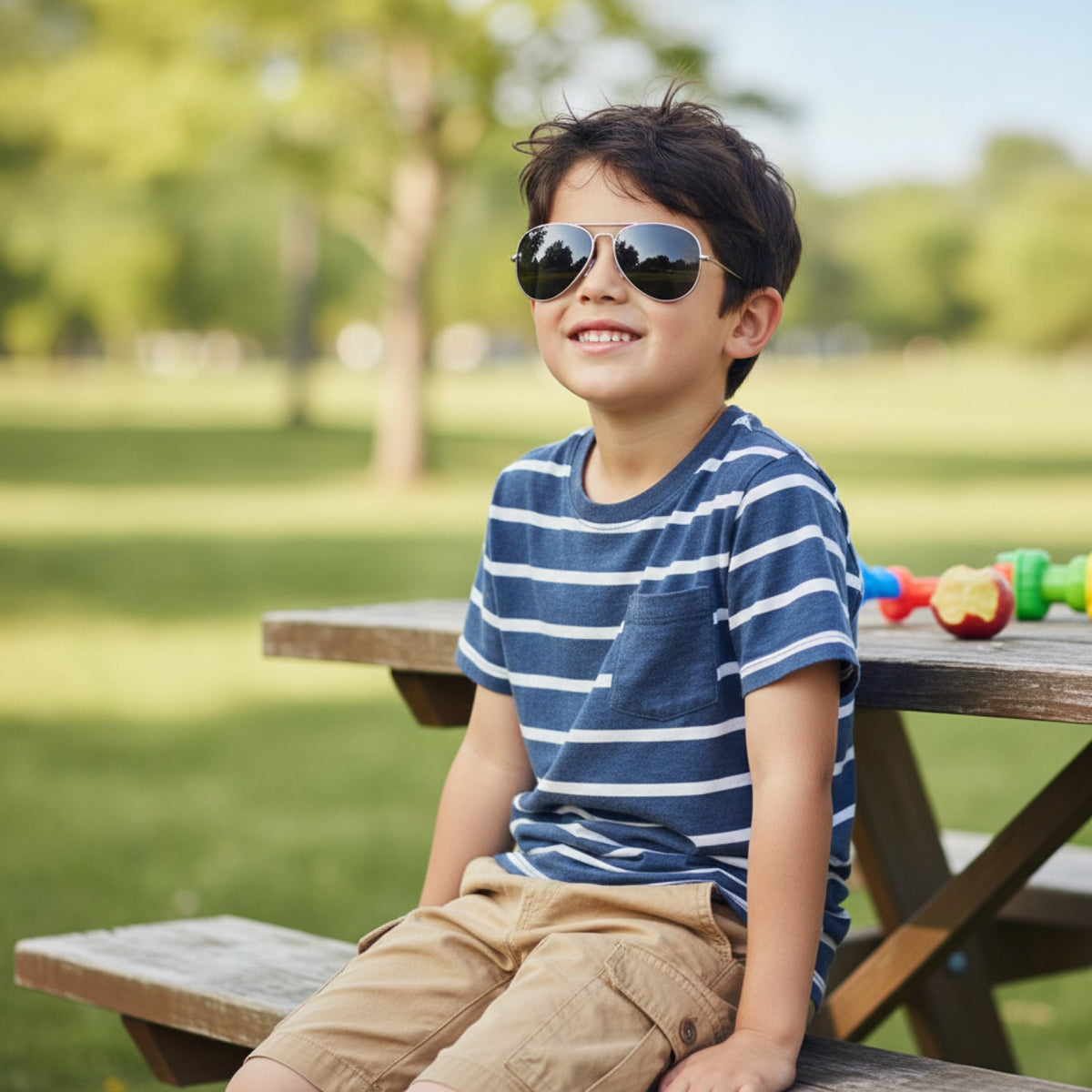 Lunettes de Soleil Enfant Pilote - Cadre Métal Argent Noir