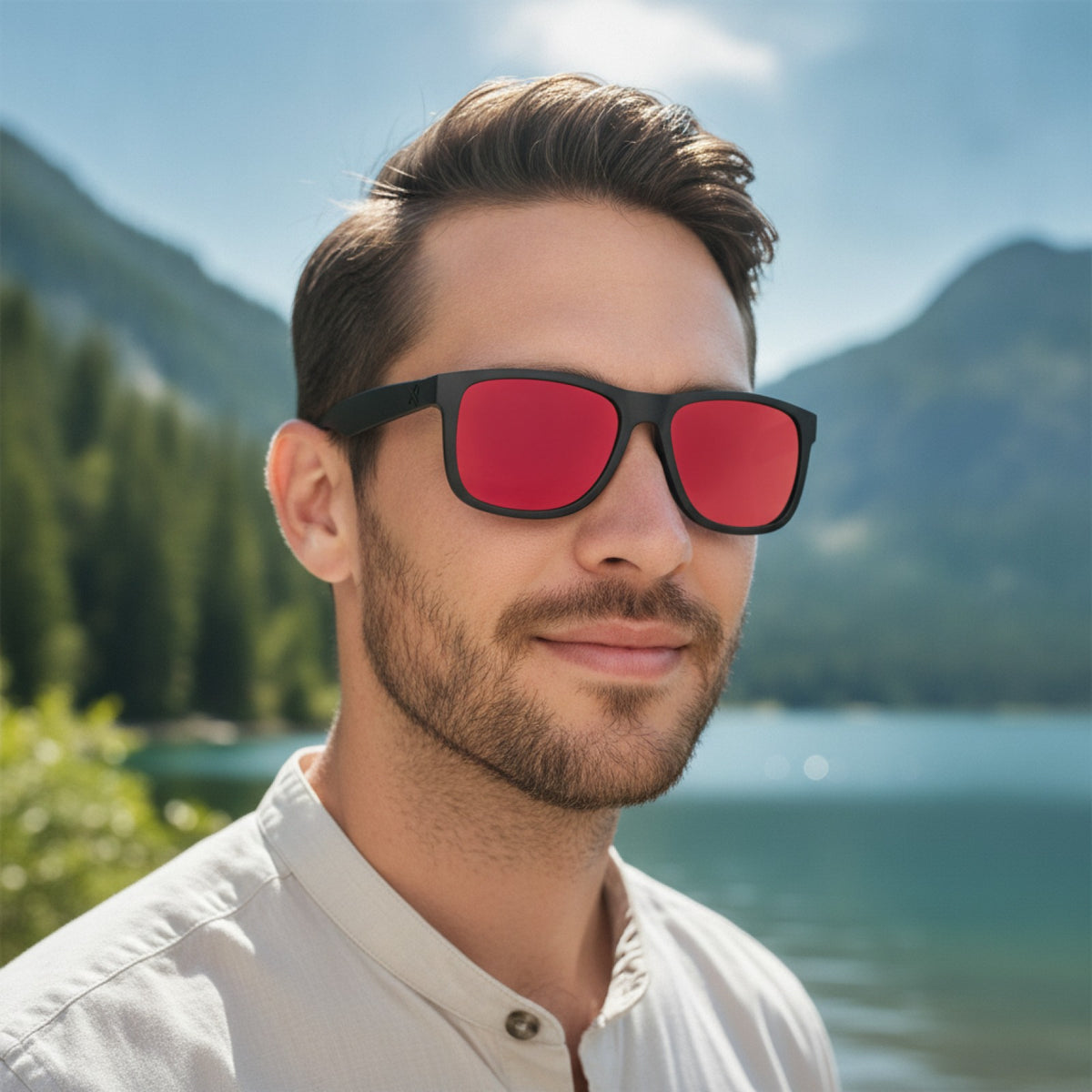 Lunettes De Soleil Polarisées Rectangulaires Pour Hommes Et Femmes - Rose Et Rouge
