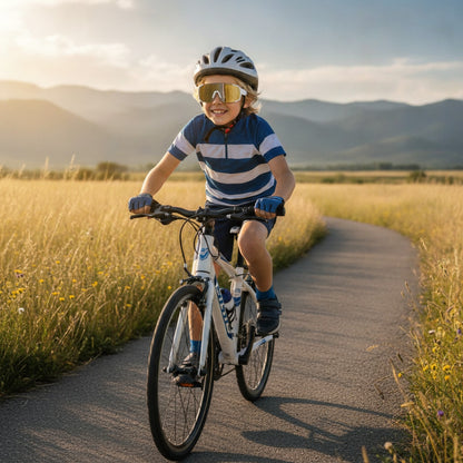 Lunettes de soleil de cyclisme enfant blanc argenté