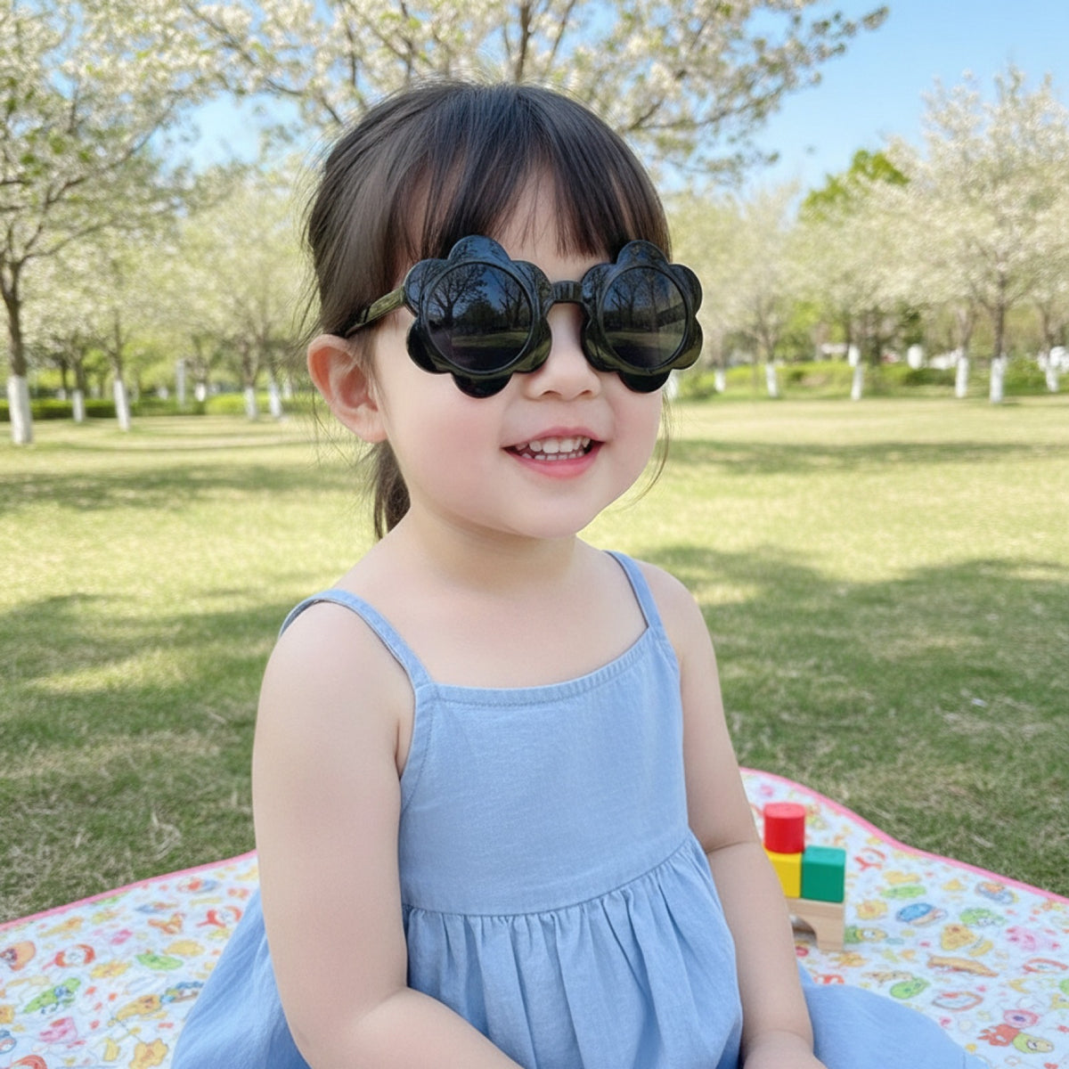 Lunettes de soleil carrées UV400 pour enfants - D-Black