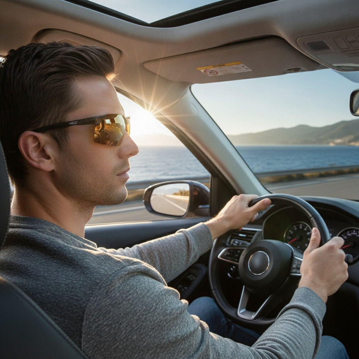 Lunettes De Soleil Polarisées Pour Hommes : En Aluminium - Idéales Pour Le Sport Et La Conduite - Noir Jaune