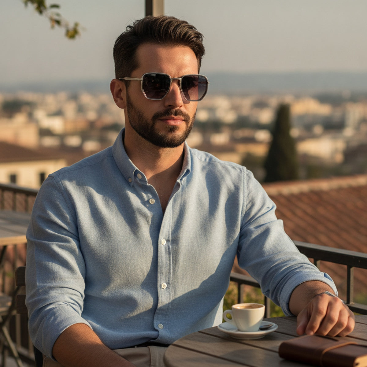 Lunettes De Soleil Carrées Rétro Vintage En Métal - Monture Argentée Verres dégradés