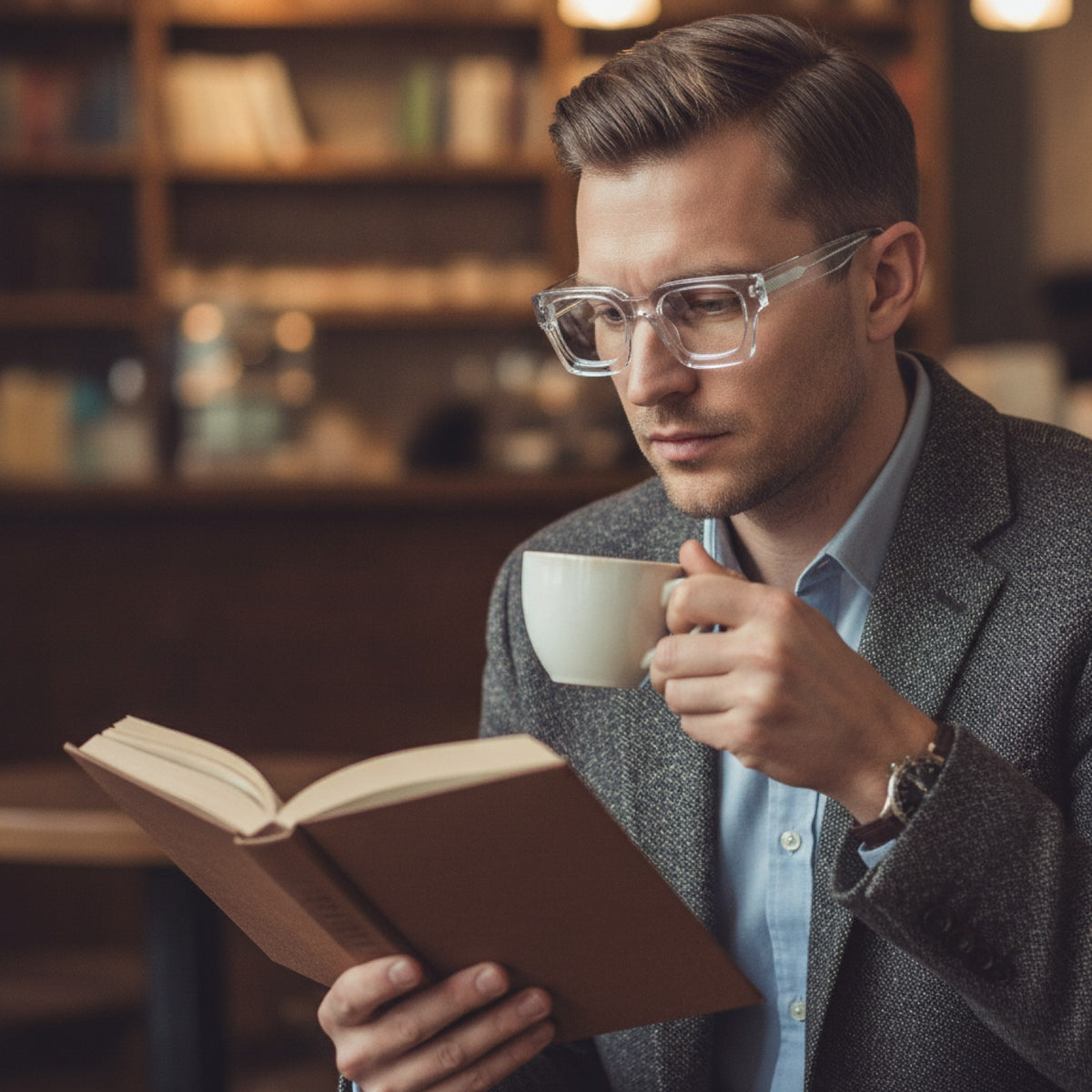 Lunettes De Lecture Carrées Surdimensionnées En Acétate Epais - Anti Lumière Bleu