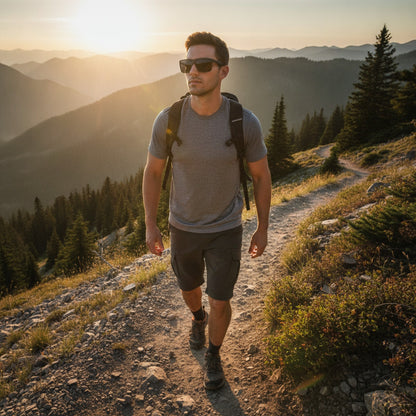 Lunettes De Soleil Sport Homme - Monture Ultra Légère, Style Surdimensionné - Noir Et Gris