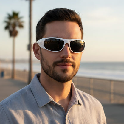 Lunettes De Soleil Rondes Homme - Style Noir Et Blanc