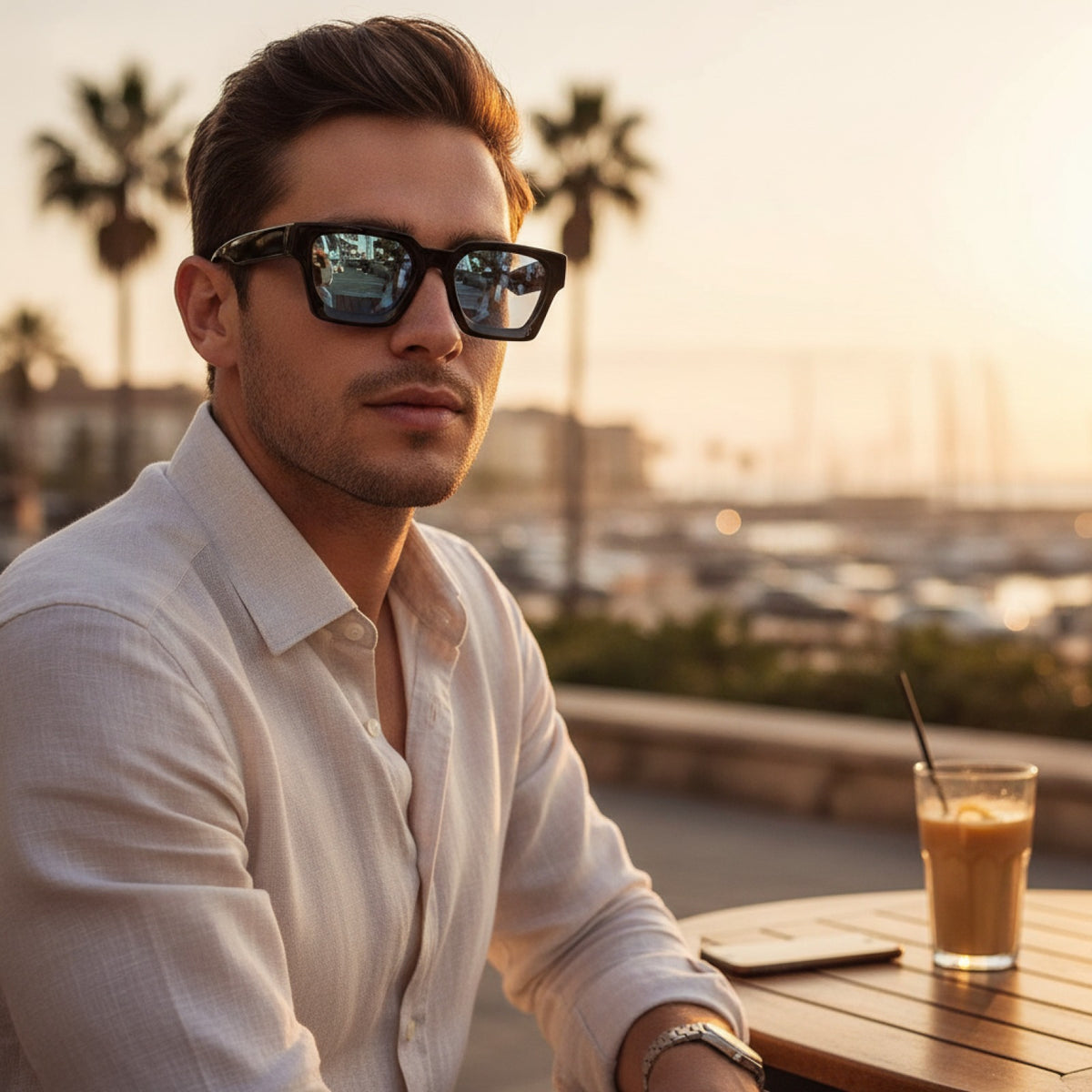 Lunettes De Soleil Rectangulaires Polarisées En Acétate - Luxe
