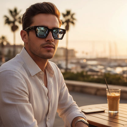 Lunettes De Soleil Rectangulaires Polarisées En Acétate - Luxe