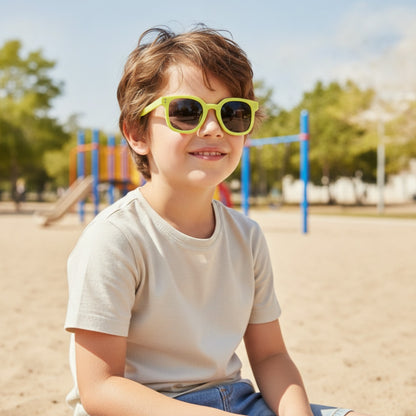 Lunettes De Soleil Carrées Protection UV - Enfant - Stylé Et Tendance - Jaune