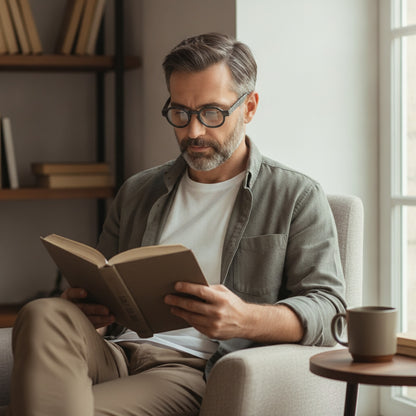 Lunettes de Lecture Vintage Rondes pour Hommes et Femmes - Monture Épaisse -  Grise