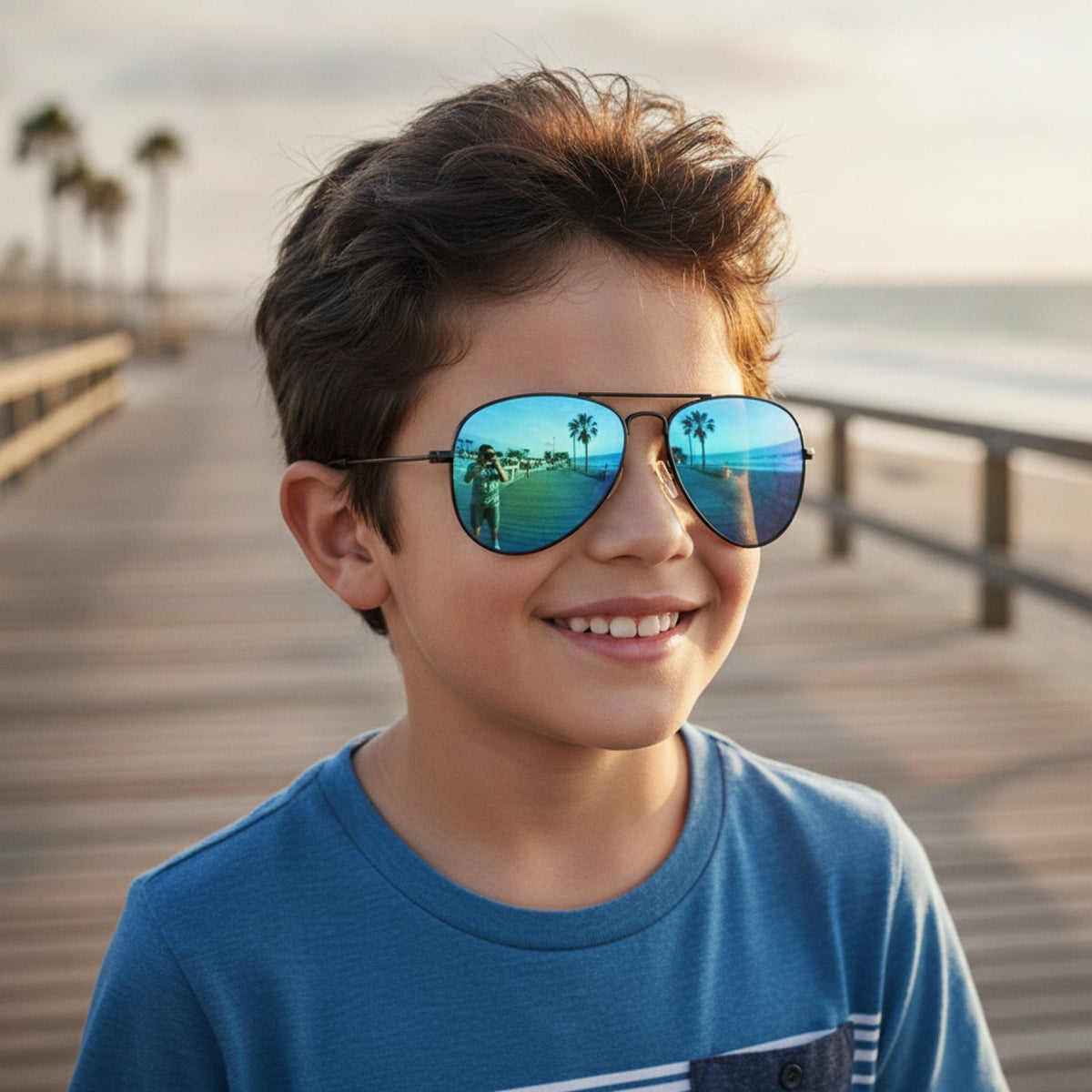Lunettes de Soleil Polarisées Enfant – Monture Pilote en Métal