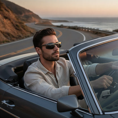 Lunettes De Soleil Polarisées En Aluminium Pour Hommes - Gris Noir