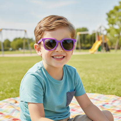 Lunettes De Soleil Enfant Carrées Protection UV400 - Violet - Tendance Pour l'Extérieur