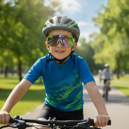 Lunettes de Soleil Cyclisme Enfant - Vert Jaune