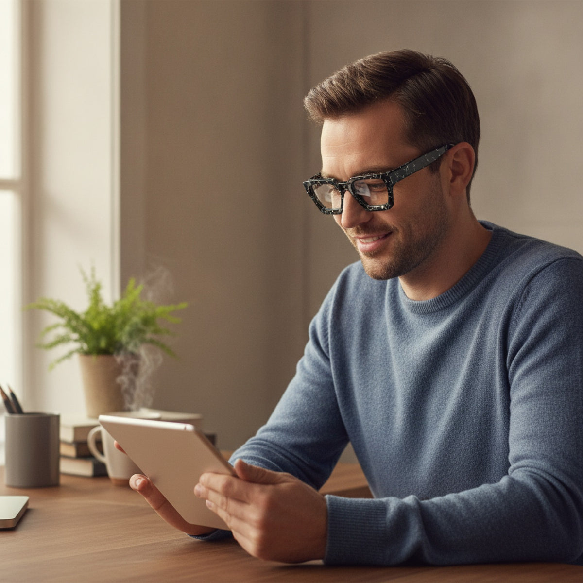 Lunettes De Lecture Carrées Surdimensionnées En Acétate Epais - Anti Lmière - Bleu