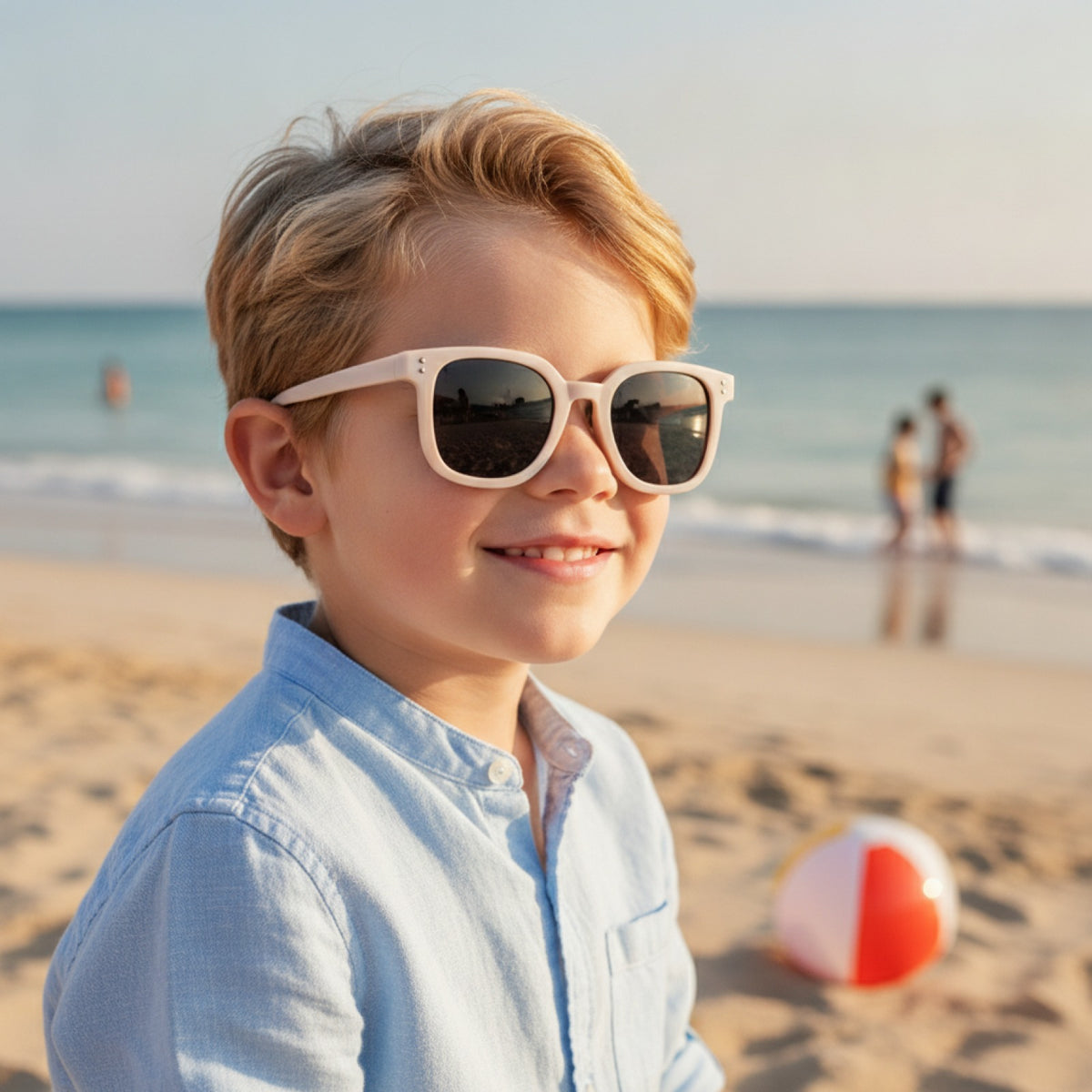 Lunettes de soleil enfant Carrées Protection Solaire - Tendance - Beige