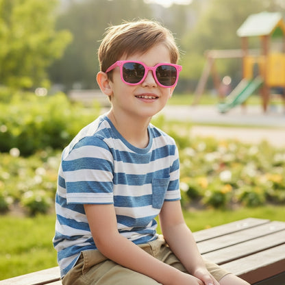 Lunettes De Soleil Carrées Protection UV Pour Enfants - Rose Rouge