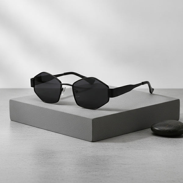 Lunettes De Soleil Hexagonales Métalliques - Noir