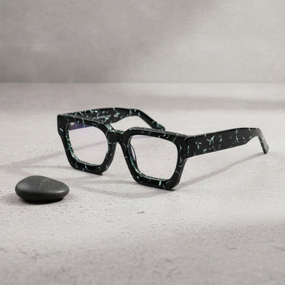 Lunettes De Lecture Carrées Surdimensionnées En Acétate Epais - Anti Lmière - Bleu