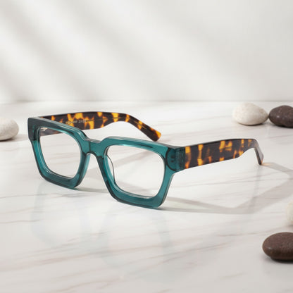 Lunettes De Lecture Carrées Surdimensionnées En Acétate Epais - Anti Lumière Bleue