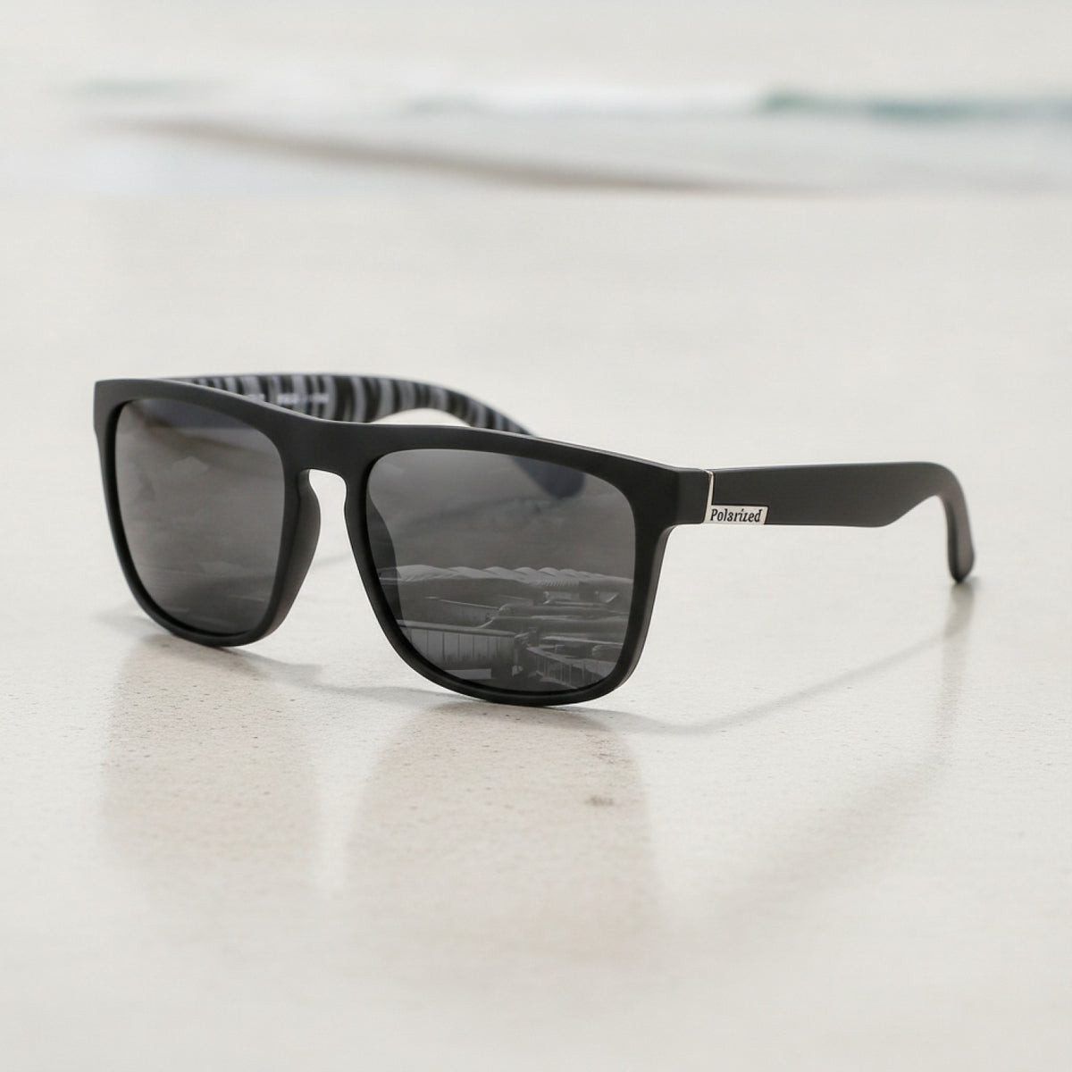 Lunettes De Soleil Carrées Polarisées - Noir
